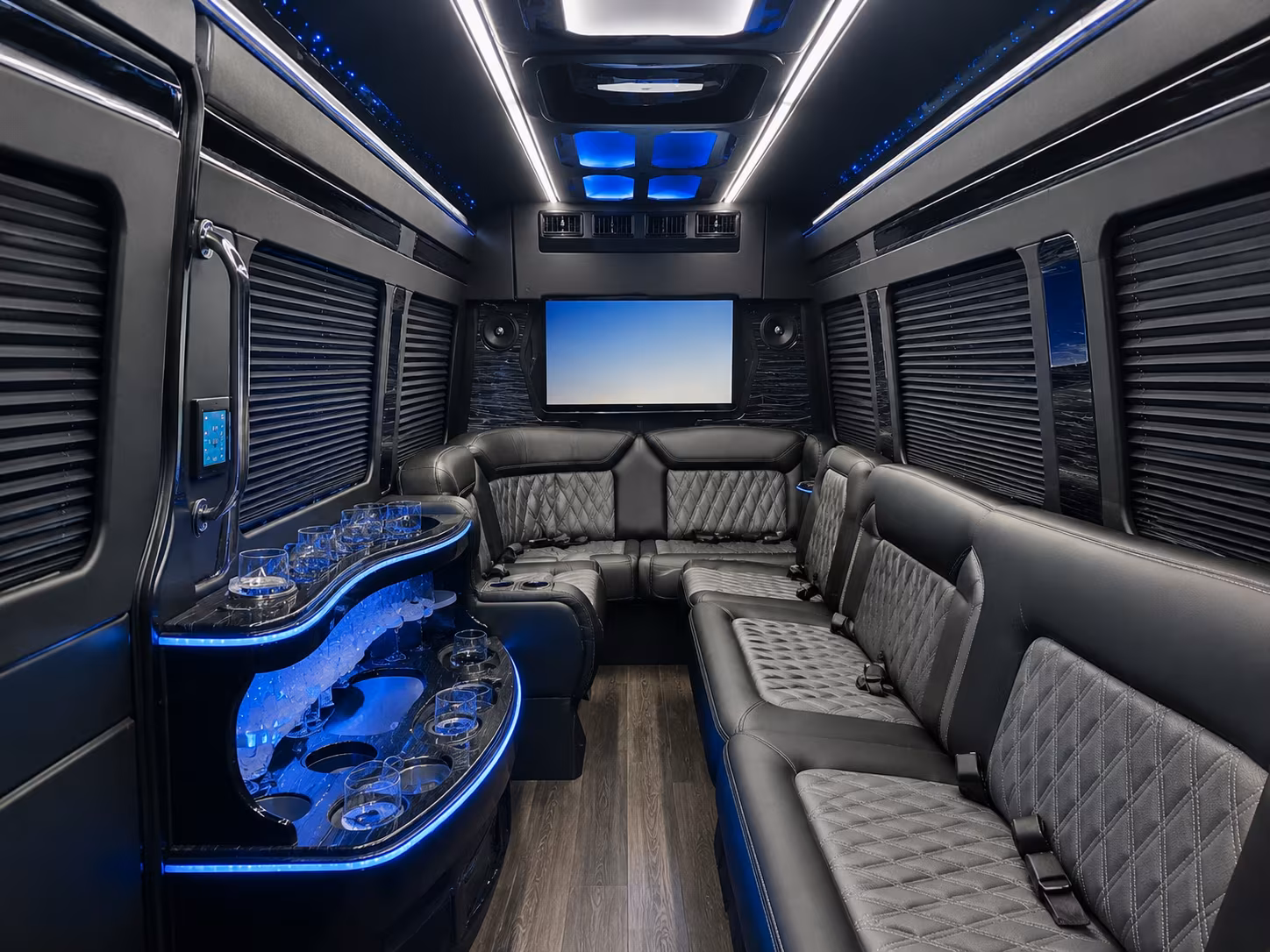 Bakersfield School Event Transportation party bus exterior