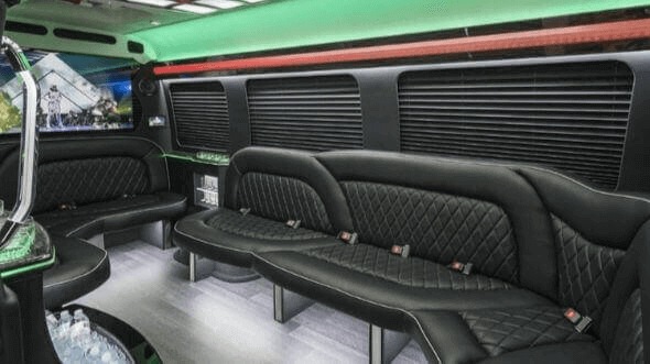 Interior of Charter Bus Company Simi Valley's 15 Passenger Party Bus in Simi Valley