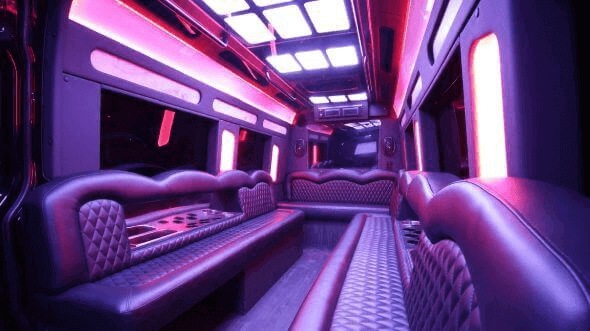Interior of Bakersfield Party Bus Company's 18 Passenger Party Bus in Bakersfield