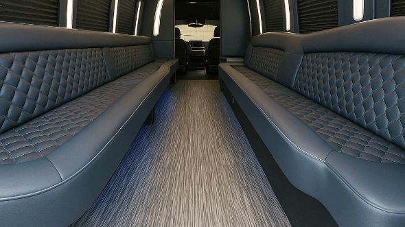 Interior of Charter Bus Company Burbank's 28 Passenger Party Bus in Burbank