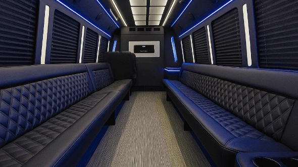 Interior of Charter Bus Company Simi Valley's 30 Passenger Party Bus in Simi Valley