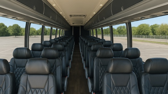 Interior of Charter Bus Company Bakersfield's 40 Passenger Charter Bus in Bakersfield