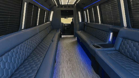 Interior of Charter Bus Company Lancaster's 40 Passenger Party Bus in Lancaster