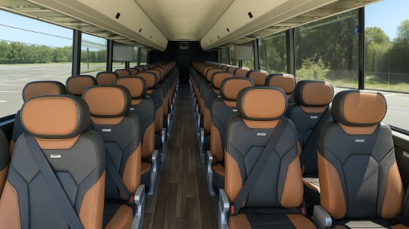 Interior of Charter Bus Company Bakersfield's 45 Passenger Charter Bus in Bakersfield