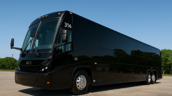 Exterior of Charter Bus Company Bakersfield's 46 Passenger Charter Bus in Bakersfield