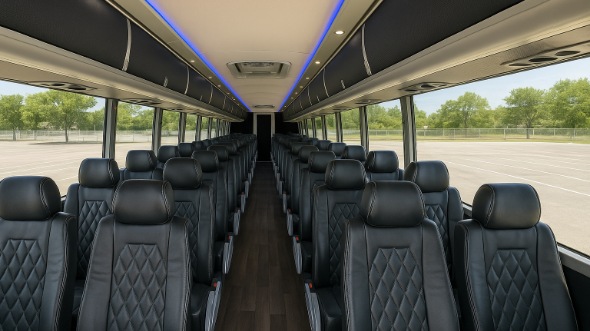 Interior of Charter Bus Company Bakersfield's 47 Passenger Charter Bus in Bakersfield