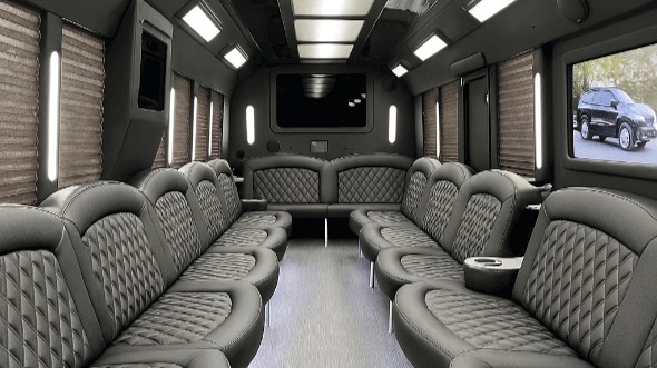 Interior of Charter Bus Company Pasadena's 50 Passenger Party Bus in Pasadena