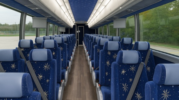 Interior of Charter Bus Company Bakersfield's 54 Passenger Charter Bus in Bakersfield