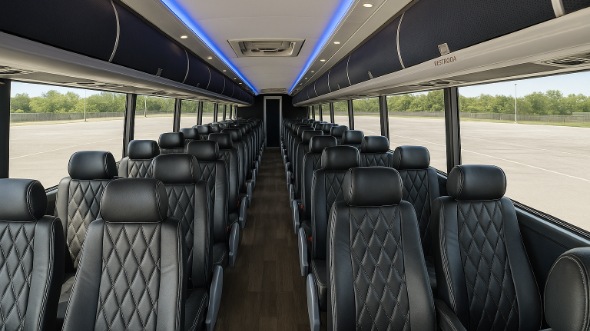 Interior of Charter Bus Company Bakersfield's 56 Passenger Charter Bus in Bakersfield