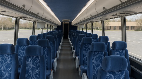 Interior of Charter Bus Company Bakersfield's ADA Charter Bus in Bakersfield